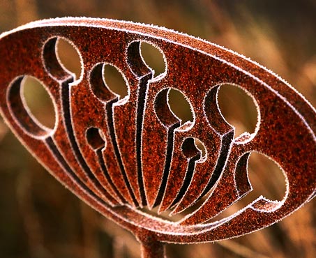 Garden Sculpture covered in frost