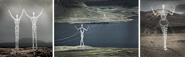 Icelandic electricity pylon sculptures